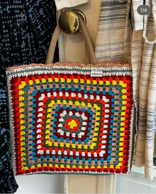 Crochet Boho Chic Granny Square Handbag