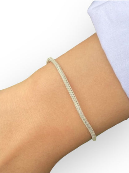 Zilver Armband - Handgeven van Puur Zilver Draaden ( 1000 karaat zilver )